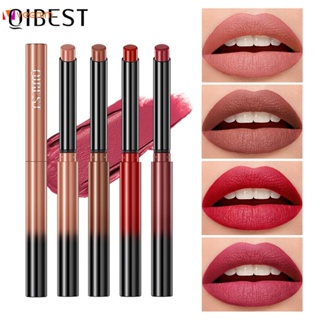 Qibest Matte Velvet Matte Lipstick ถ้วยไม่ติดไม่จางหายง่ายให้สีให้ความชุ่มชื้นติดทนลิปสติกแต่งหน้า veemm