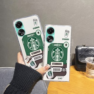 เคสโทรศัพท์มือถือแบบใส กันกระแทก ลาย Starbucks แก้วกาแฟ และเค้ก สําหรับ OPPO A38 4G 2023 OppoA38