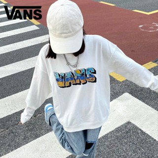 Vans ของแท้ 100% เสื้อกันหนาว ผ้าฝ้ายถัก คอกลม สไตล์สปอร์ต สําหรับผู้ชาย และผู้หญิง