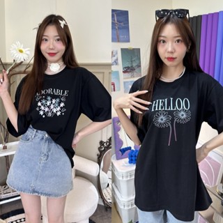 อ่อนนุ่ม 6 Helloo - Flower 2 เสื้อยืดโอเวอร์ไซส์ cotton 100%