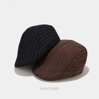 Fancysip หมวกเบเร่ต์ลําลอง ผ้าฝ้าย ลายสก๊อต สีเทา สไตล์เรโทร สําหรับผู้ชาย และผู้หญิง