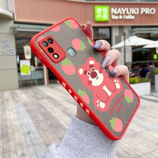 เคสซิลิโคนนิ่ม ขอบสี่เหลี่ยม ลายการ์ตูนหมี สตรอเบอร์รี่ กันกระแทก สําหรับ Infinix Hot 10 Play Hot 11 Play X688C