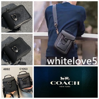 Crossbody In Signature Canvas C1053 F4892 ผู้ชาย กระเป๋าสะพายข้าง COAC H กระเป๋าใส่มือถือ