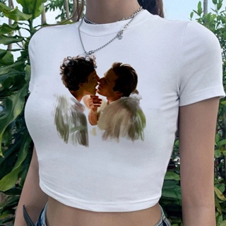 Call Me by Your Name vintage 2000s cyber y2k เสื้อครอปท็อป แนวสตรีท สําหรับผู้หญิง yk2