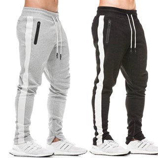 Muscle Brothers Sports Trousers Mens Spring and Autumn Color Matching Fitness Training Running Loose Zip All-Matching Straight Pants Tide Fh1z