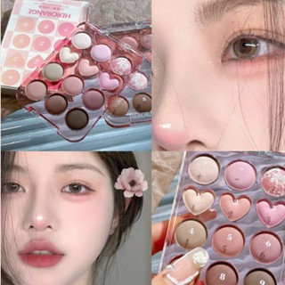 【พร้อมส่ง】HERORANGE Love พาเลทอายแชโดว์ เนื้อแมตต์ กลิตเตอร์ กันน้ํา