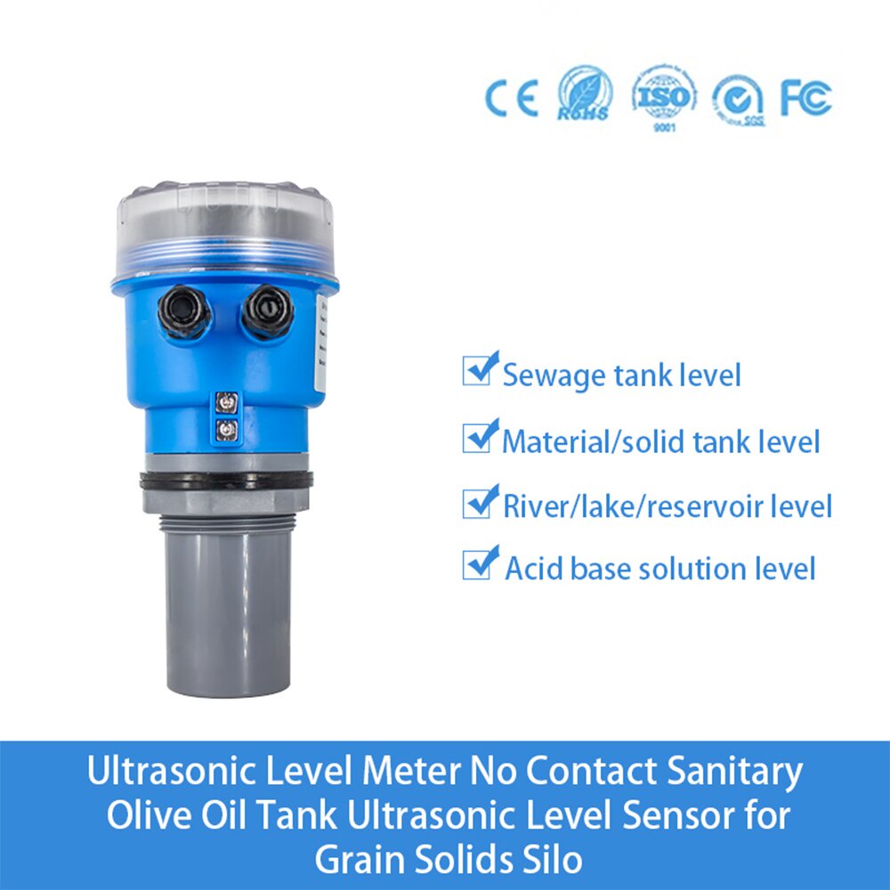 4-20ma RS485  10m 15m 20m Noncontact Ultrasonic Level Meter Oil  Fuel Tank Level Sensor Liquid Water Level Transmitter