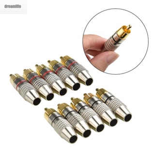 【DREAMLIFE】Durable Male 10Pcs Connector Gold Plated Metal Accessory Great Video RCA Plugs