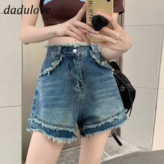 DaDulove💕 New American Ins High Street Raw Edge Denim Shorts Niche High Waist A- line Pants Large Size Hot Pants