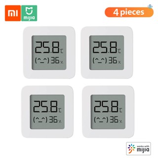 Xiaomi BT เครื่องวัดอุณหภูมิ 2 ไร้สาย สมาร์ทไฟฟ้า ดิจิตอล ไฮโกรมิเตอร์ เซ็นเซอร์ความชื้น ทํางานร่วมกับแอพ Mijia 4 ชิ้น