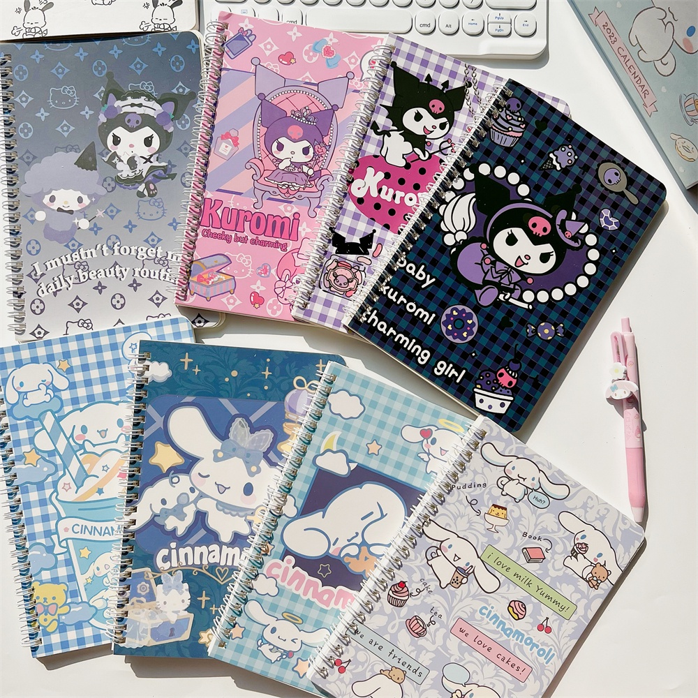Sanrio A5 Notebook 1 ชิ้น Kuromi Cinnamoroll สมุดไดอารี่น่ารัก Coil Book Notepad เครื่องเขียน