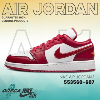 {100%แท้}Air Jordan 1 Low 553560-607 รองเท้าผ้าใบ