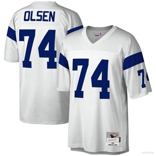 เสื้อยืดกีฬาแขนสั้น ลายทีมชาติฟุตบอล Merlin Olsen Legacy Replica HQ1 1969 NFL Los Angeles Rams Jersey พลัสไซซ์ QH1