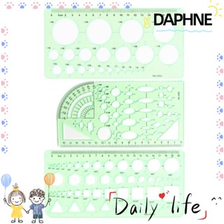 DAPHNE ไม้บรรทัดเรขาคณิต แม่แบบวงกลม สีเขียวใส สําหรับวาดภาพดิจิตอล 3 ชิ้น