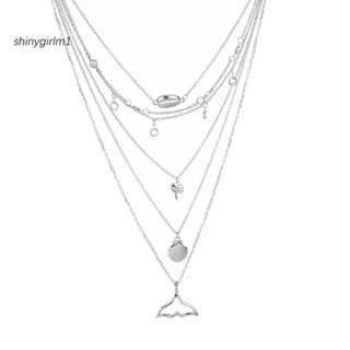[SH] สร้อยคอโช้คเกอร์ หลายชั้น รูปหางปลา ต้นมะพร้าว หอยเชลล์ เครื่องประดับสตรี