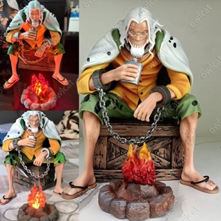 โมเดลวันพีช One Piece Rayleigh (LED Light Bonfire Ver.) 16cm GK Dark King Silvers Rayleigh Right Hand of the Pirate King Master of luffy PVC Figure Packed in Box Model