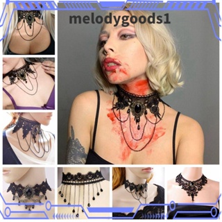 Melodygoods1 สร้อยคอโชคเกอร์ ลูกไม้ สีดํา สไตล์สตีมพังก์ วินเทจ เครื่องประดับ สําหรับผู้หญิง