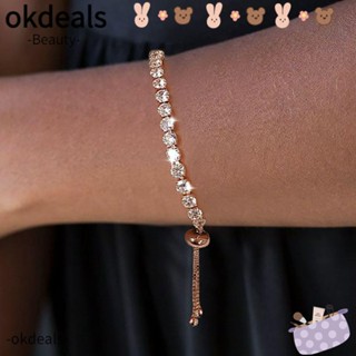 Okdeals สร้อยข้อมือเทนนิส ประดับเพชร เพทาย แวววาว ของขวัญ สําหรับผู้หญิง