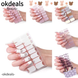 Okdeals แผ่นแปะเล็บ มีกาวในตัว ติดทนนาน สไตล์ฝรั่งเศส สําหรับตกแต่งเล็บ DIY