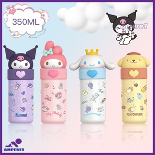 Sanrio กระติกน้ำร้อนสแตนเลส350มิลลิลิตรถ้วยน้ำสูญญากาศ Kuromi Cinnamoroll สเตอริโอตุ๊กตาวัสดุที่ปลอดภัยการ์ตูนจับถ้วยพร้อมกล่องของขวัญสำหรับเด็ก-AMER1 -AME1