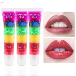 Romanticbear Rainbow Lipstick ลิปกลอส Colourful Rearing เลื่อม Rainbow Jelly Lipstick Delicious Lipstick Bright Lips nuuo