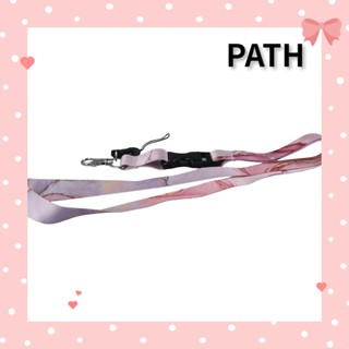 PATH พวงกุญแจ สายคล้องบัตรประจําตัวประชาชน แบบพกพา สีชมพู หัวเข็มขัดหมุนได้