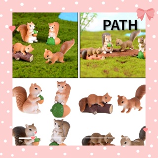 PATH ตุ๊กตากระรอก ขนาดเล็ก สําหรับตกแต่งสวน ภูมิทัศน์ 4 ชิ้น ต่อชุด