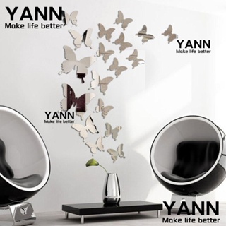 YANN1 สติกเกอร์กระจก PVC ลายผีเสื้อ 3D ลอกออกได้ สําหรับติดตกแต่งผนังบ้าน ห้องนั่งเล่น 12 ชิ้น