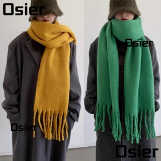 Osier1 ผ้าพันคอ ผ้าแคชเมียร์ ประดับพู่ ขนาดใหญ่ สีพื้น สีชมพู