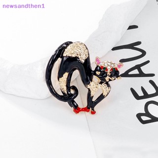 Newsandthen1 หยดน้ํามันฝังเพชรสัตว์สร้างสรรค์เสื้อยกทรงเซ็กซี่แมวเข็มกลัดสําหรับผู้หญิงเสื้อผ้าสูทป้องกันแสงตราแฟชั่นปก Pin Nice