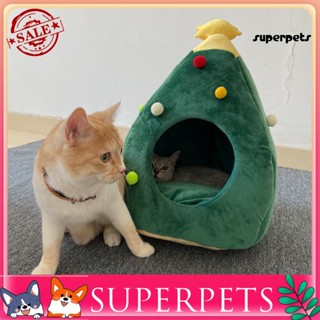 Superpets ที่นอนสัตว์เลี้ยง รูปต้นคริสต์มาส กันลม สําหรับสุนัข แมว 1 ชุด