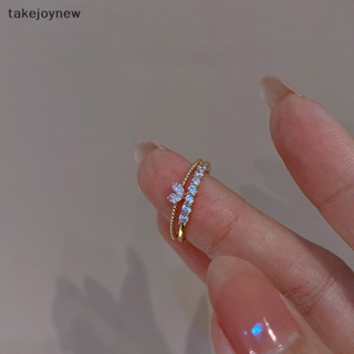 [takejoynew] ใหม่ แหวนหมั้น รูปหัวใจ ประดับเพชรเทียม ปรับได้ เครื่องประดับแฟชั่น สําหรับผู้หญิง KLB