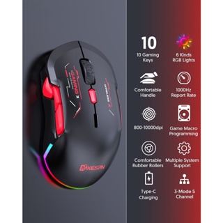 เมาส์เกมมิ่งไร้สายบลูทูธ 3 โหมด 2.4G ซ้าย และขวา มีไฟแบ็คไลท์ LED RGB ออกแบบตามสรีรศาสตร์ สําหรับคอมพิวเตอร์