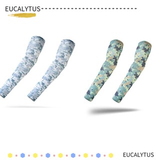 Eutus ปลอกแขน ผ้าเรยอน ลายพราง กันแดด ป้องกันรังสียูวี สําหรับขี่จักรยานกลางแจ้ง 2 คู่