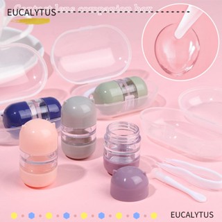 Eutus ชุดกล่องเก็บคอนแทคเลนส์ ลายการ์ตูนน่ารัก แบบพกพา