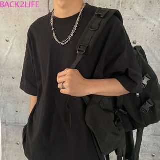 Back2life สร้อยคอเหล็กไทเทเนียม หนา เรียบง่าย เครื่องประดับแฟชั่น สองชั้น สร้อยคอคู่ ฮิปฮอป สไตล์เกาหลี สร้อยคอ