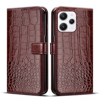 เคสโทรศัพท์มือถือ หนัง PU ลายหนังจระเข้ แบบฝาพับ สําหรับ Xiaomi Redmi 12