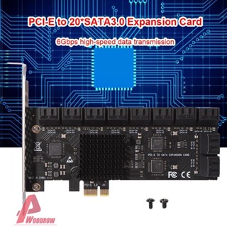 #1 อะแดปเตอร์การ์ดขยาย PCIe PCIe SATA 3.0 6Gbps 20 พอร์ต สําหรับ Deskto [Woodrow.th]