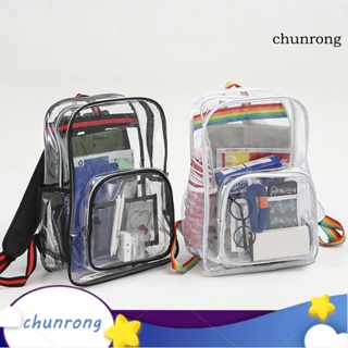 Chunrong กระเป๋าเป้สะพายหลัง PVC ใส ความจุขนาดใหญ่ พร้อมสายคล้องไหล่ ปรับได้ สําหรับใส่หนังสือ กระเป๋านักเรียน