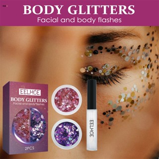 Eelhoe ทาสี Body Sequins แต่งหน้า Body Hair Stage Party Glitter Nail Art ตกแต่งเลื่อม nuuo