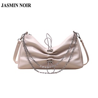 Jasmin NOIR กระเป๋าสะพายไหล่ กระเป๋าถือ หนัง PU แต่งจับจีบ ขนาดเล็ก สไตล์เรโทร สําหรับสตรี