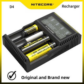 Nitecore ที่ชาร์จแบตเตอรี่ D4 ดิจิทัล LCD สําหรับแบตเตอรี่รถยนต์ 18650 14500 16340 26650 A AA AAA พร้อมที่ชาร์จ