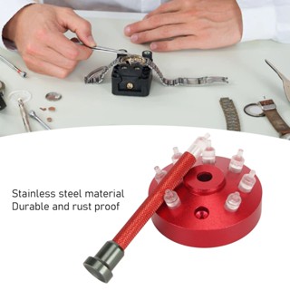 Decorated Watch Hands Fitting การตั้งค่า Presser Pusher Setter พร้อมอุปกรณ์เสริม 8 ชิ้น Stainless Steel Repair Tool สีแดง