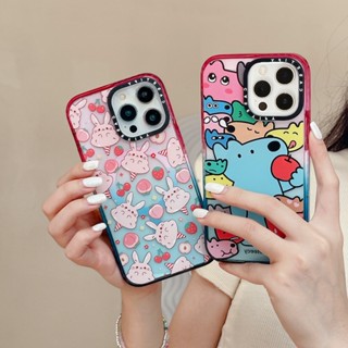 Casetify เคสโทรศัพท์มือถือแบบแข็ง ใส แต่งกลิตเตอร์ ไล่โทนสี ลายกระต่าย สุนัข สําหรับ iPhone 14 13 12 Pro Max