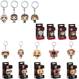 พวงกุญแจ จี้ตุ๊กตาฟิกเกอร์ Funko POP Stranger Things Eleven Dustin Robin ของเล่นสําหรับเด็ก