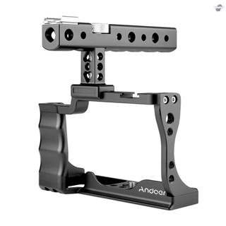 {fly} Andoer Camera Cage + Top Handle Kit Aluminum Alloy with Cold Shoe Mount Compatible with  EOS M50 DSLR Camera