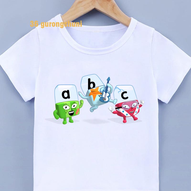 เสื้อยืดแขนสั้น พิมพ์ลายการ์ตูนกราฟฟิค ตัวเลข แฟชั่นฤดูร้อน สําหรับเด็กผู้ชาย และเด็กผู้หญิง