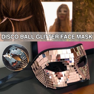 Mirror Glass Disco Ball Glitter Masquerade Mirror Mask for Bar Party Decoration