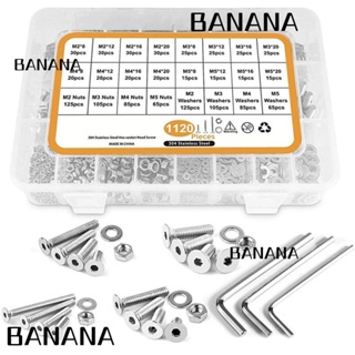 Banana1 ชุดสกรูซ็อกเก็ต สเตนเลส 304 M2 M3 M4 M5 พร้อมกล่องเก็บ 1120 ชิ้น