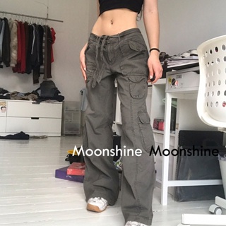 Moon  กางเกงขายาว คาร์โก้ กางเกง เชือกอเมริกันคลาสิค Cargo pants 2023 NEW สไตล์เกาหลี Chic Stylish Trendy A20M00T 36Z230909